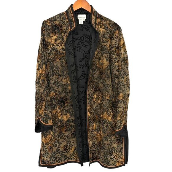 Coldwater Creek Reversible Open Front Jacket Topper Tapestry Jacquard Size XL - Picture 1 of 15